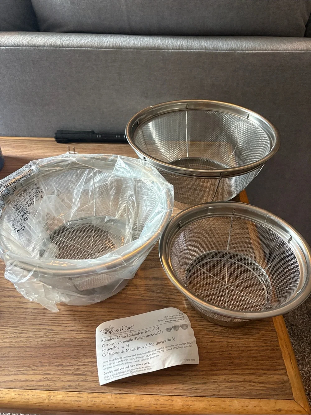 The Pampered Chef Stainless Steel Mesh Colander Set - Silver Set of three